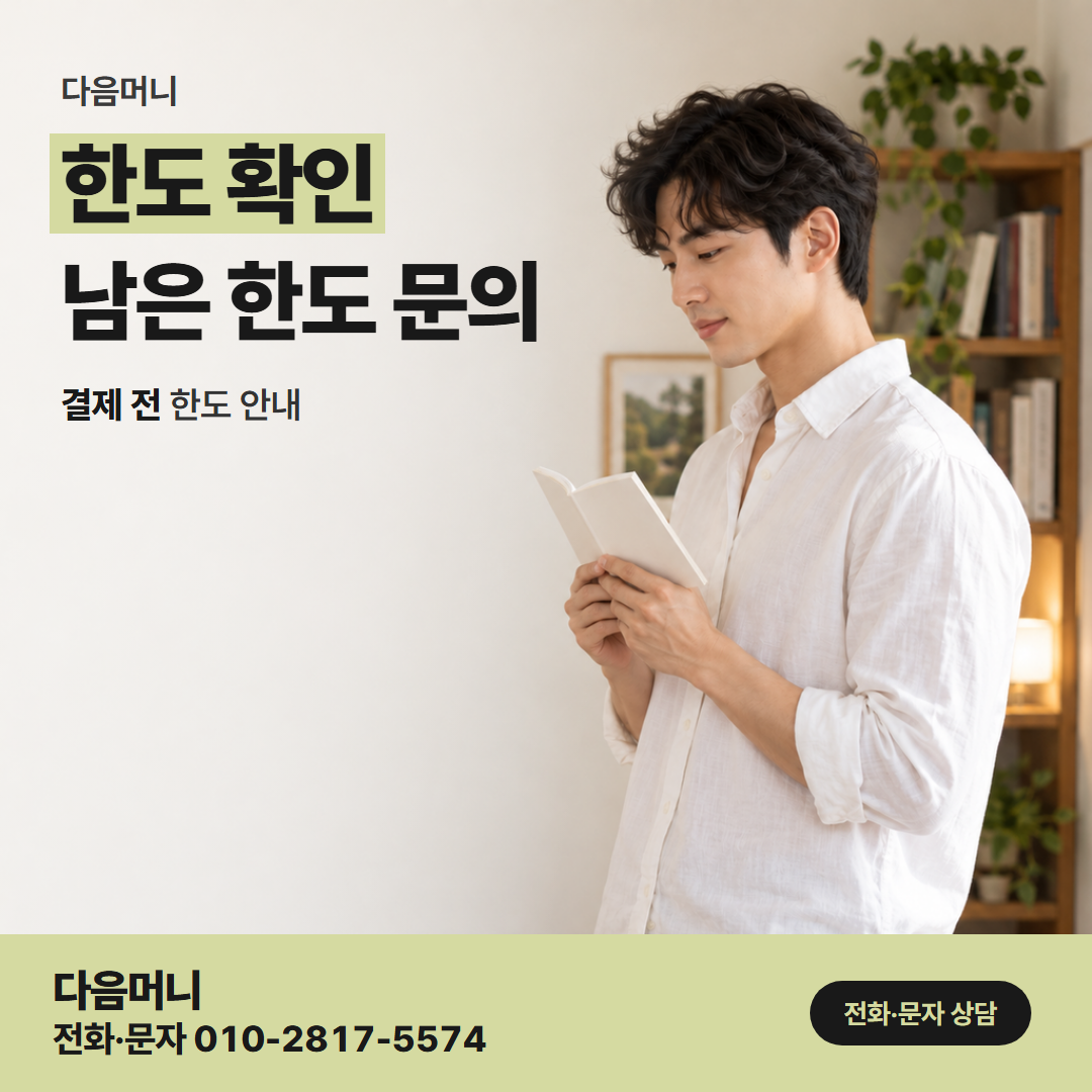 다음머니 부천카드깡 할부로 바꾼 뒤에도 그대로인 남은 한도