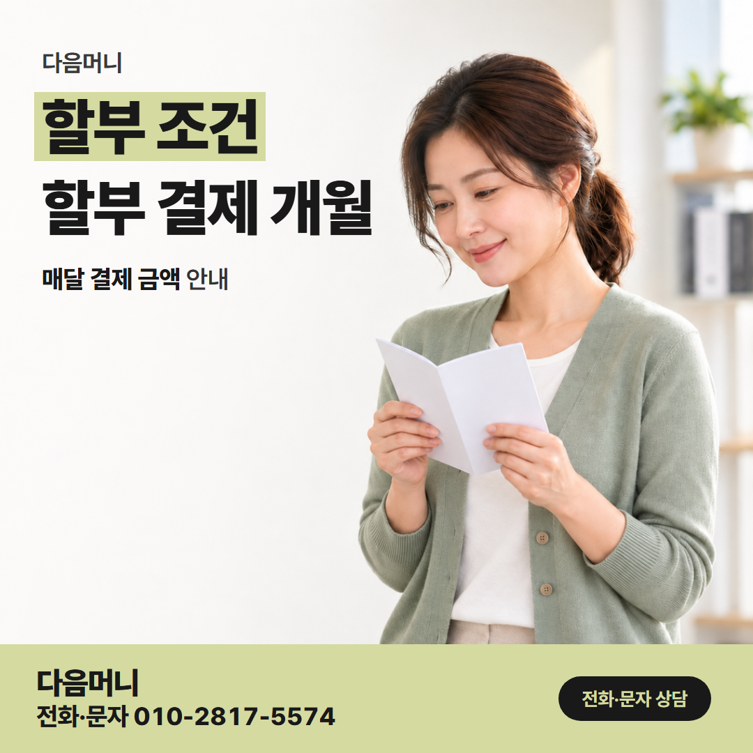 다음머니 부천카드깡 카드사에 신청하는 할부 전환
